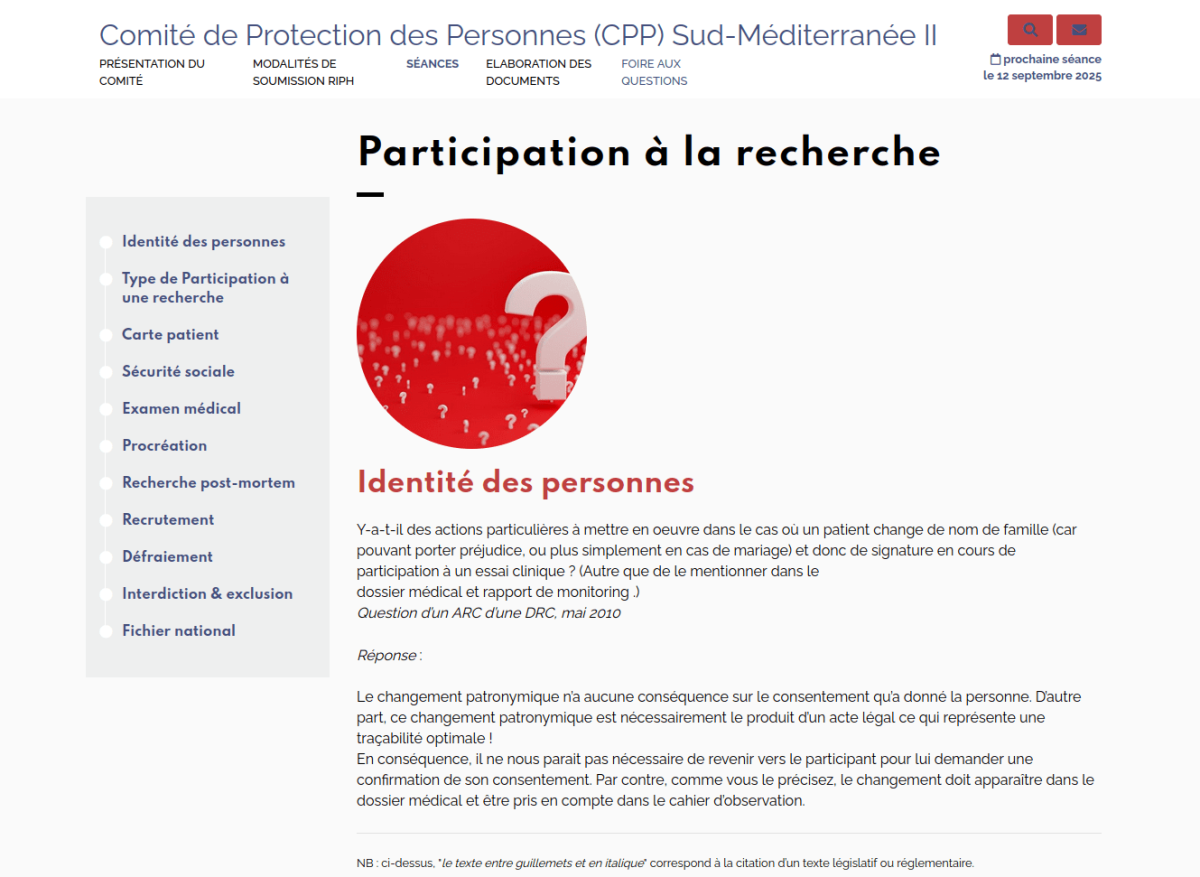 Page de rubrique avec menu de gauche flottant, permettant un accès rapide, intertitre de couleur et texte