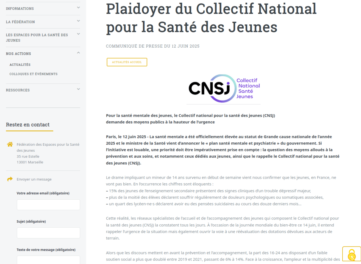 Page d'article avec le titre, le sous-titre, la date et le contenu