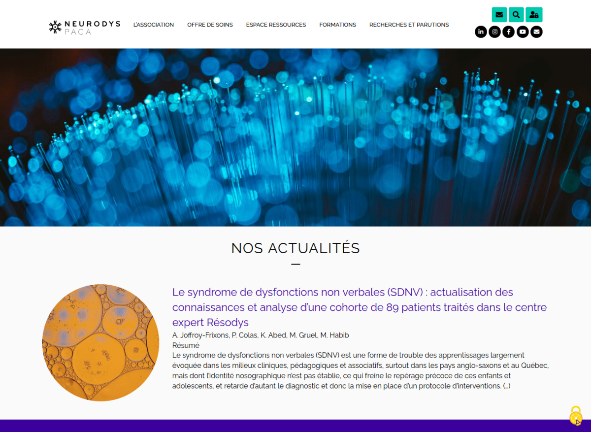 Page d'accueil du site avec bandeau menu, visuel plaine largeur et texte de présentation