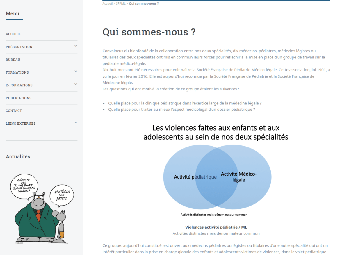 Exemple de page article, avec titre, date de publication, texte incluant une image