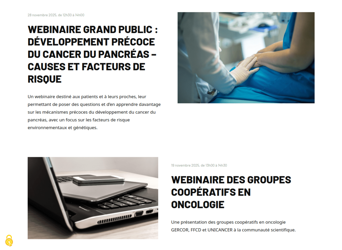 Actualités présentées avec alternance gauche puis droite. Le titre et le descriptif sont à gauche et le visuel à droite, puis c'est l'inverse