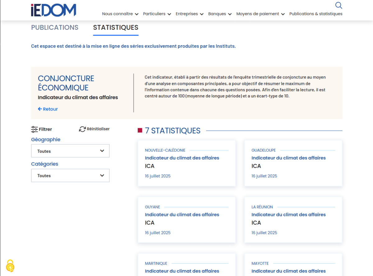 IEDOM sélection des statistiques