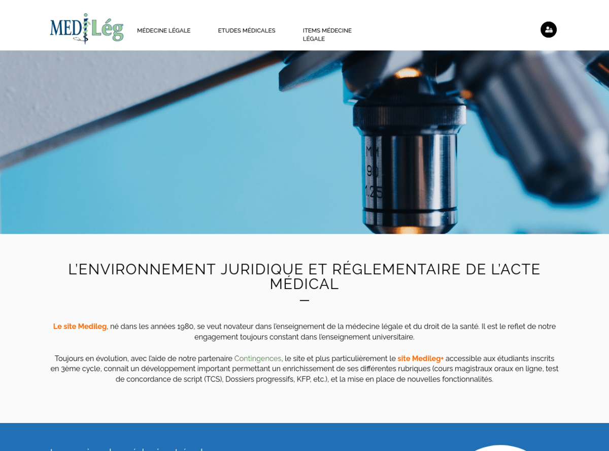 Page d'accueil du site avec bandeau menu, visuel pleine largeur et texte de présentation