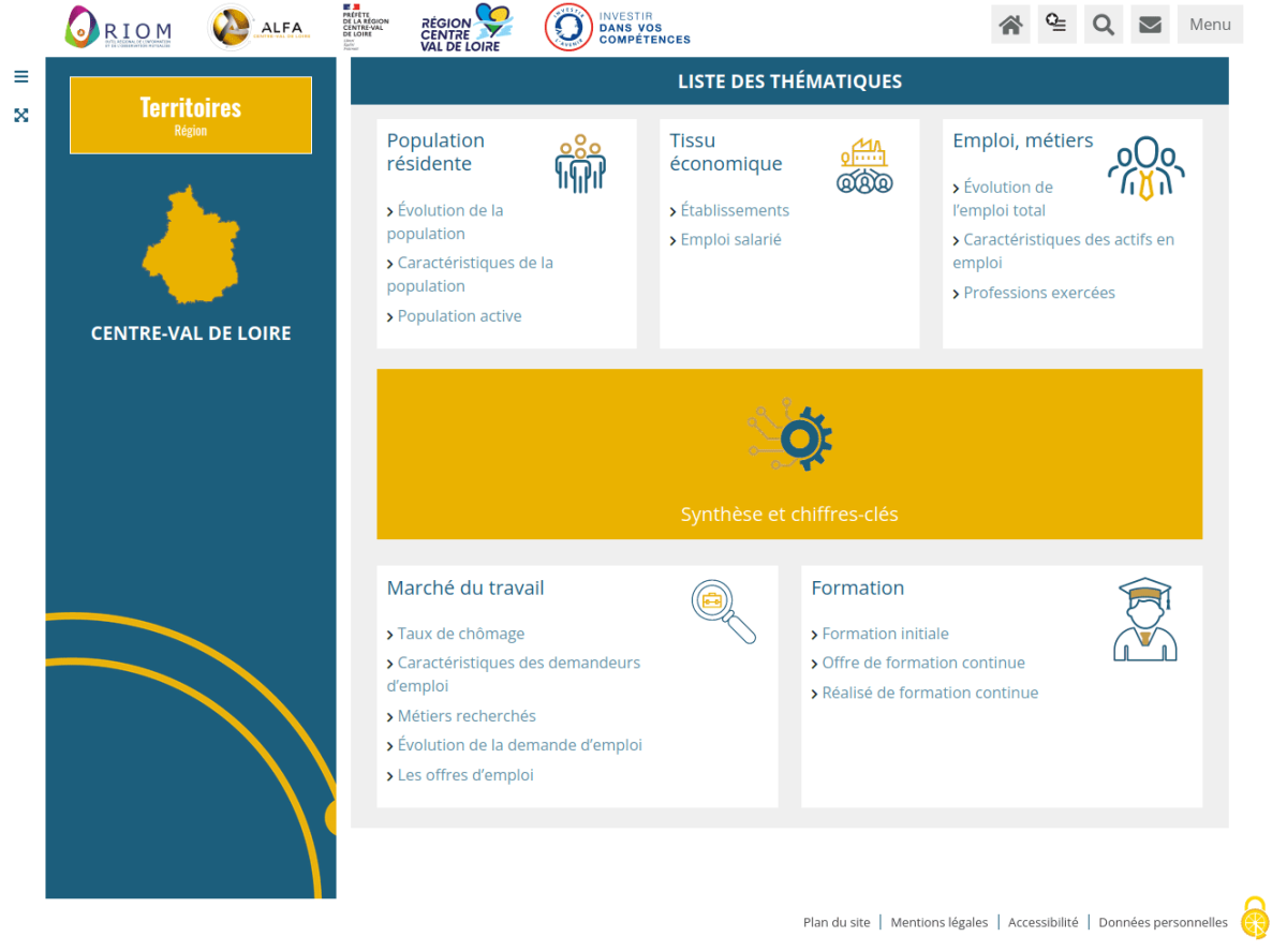 Liste des thématiques en région avec synthèse et chiffres-clés