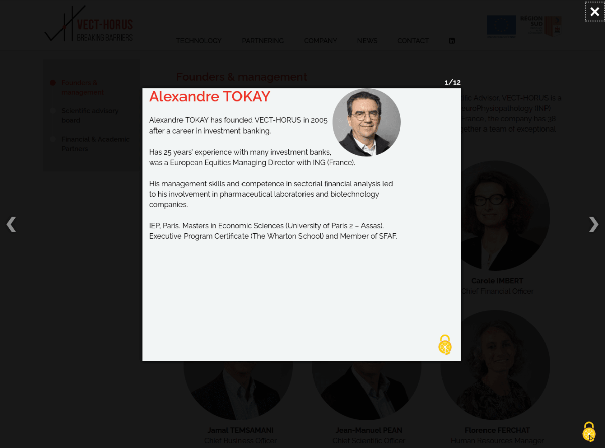 Fenêtre modale d'Alexandre Tokay avec sa biographie